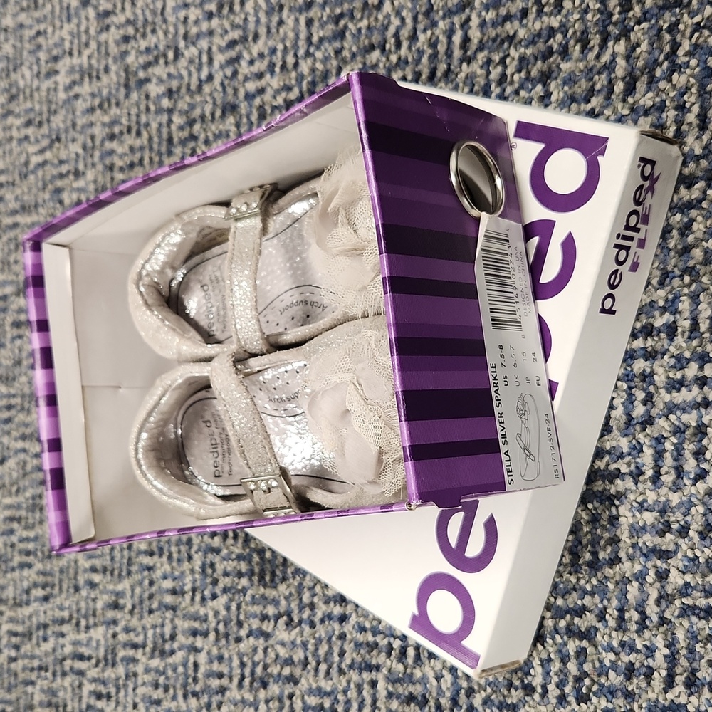 Pediped leather silver sparkly shoes